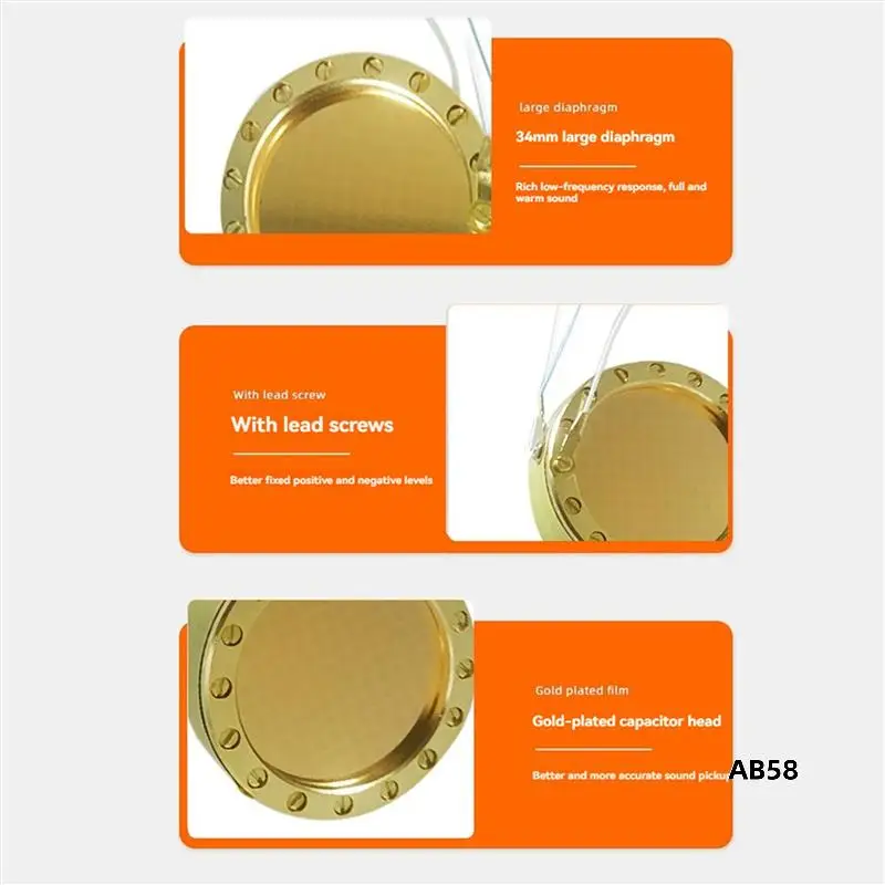 2X Microphone Diaphragm Core Capsule Large Diaphragm Condenser Microphone Accessories 34MM For Studio Record