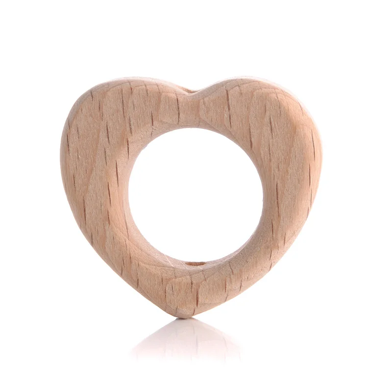 10Pcs Beech Beads Heart Butterfly Rainbow Elephant Flower Animal Wooden Beads for Bbay Chew Teether Beads Pacifier Clips Chain