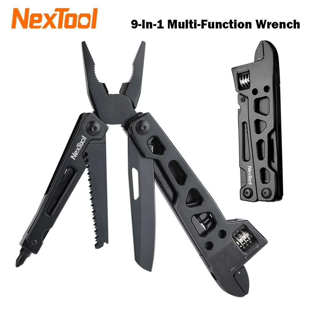 NexTool 9-in-1 multitool schaal vaste moersleutel mes opvouwbaar handgereedschap kit tang schroevendraaier bits houtzaag houtbewerkingsgereedschap