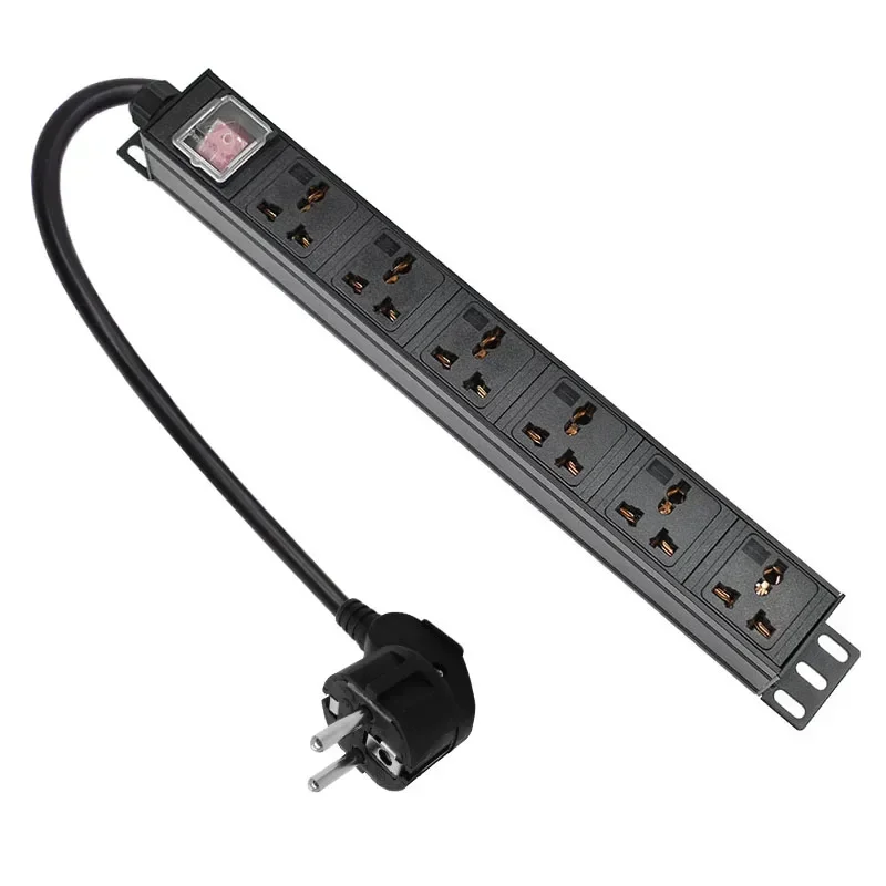 

PDU Power Strip socket Network cabinet rack aluminium alloy16A/4000W 6AC 10A Universal Socket With 2m extension cable