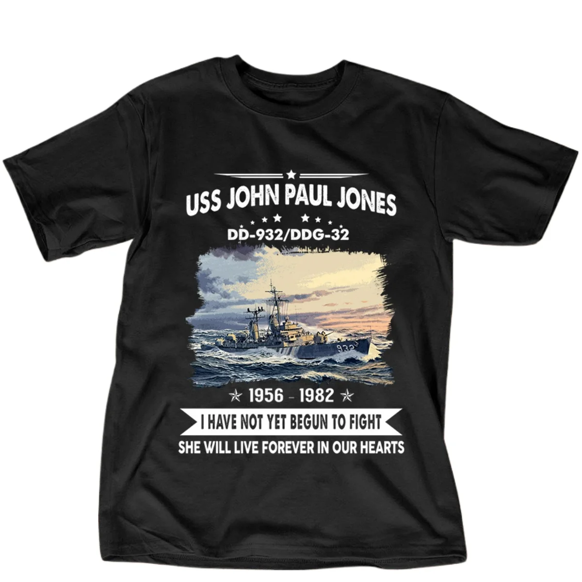 

USS John Paul Jones (DDG 32) Destroyer T-Shirt 100% Cotton O-Neck Summer Short Sleeve Casual Mens T-shirt Size S-3XL