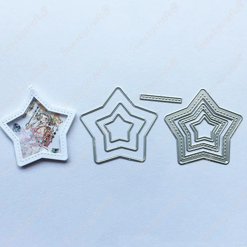 Star Frame Shake Metal Cutting Dies Stencils Scrapbooking Stamps Craft Background stamps Die Cut New 2024 Christmas Card Making