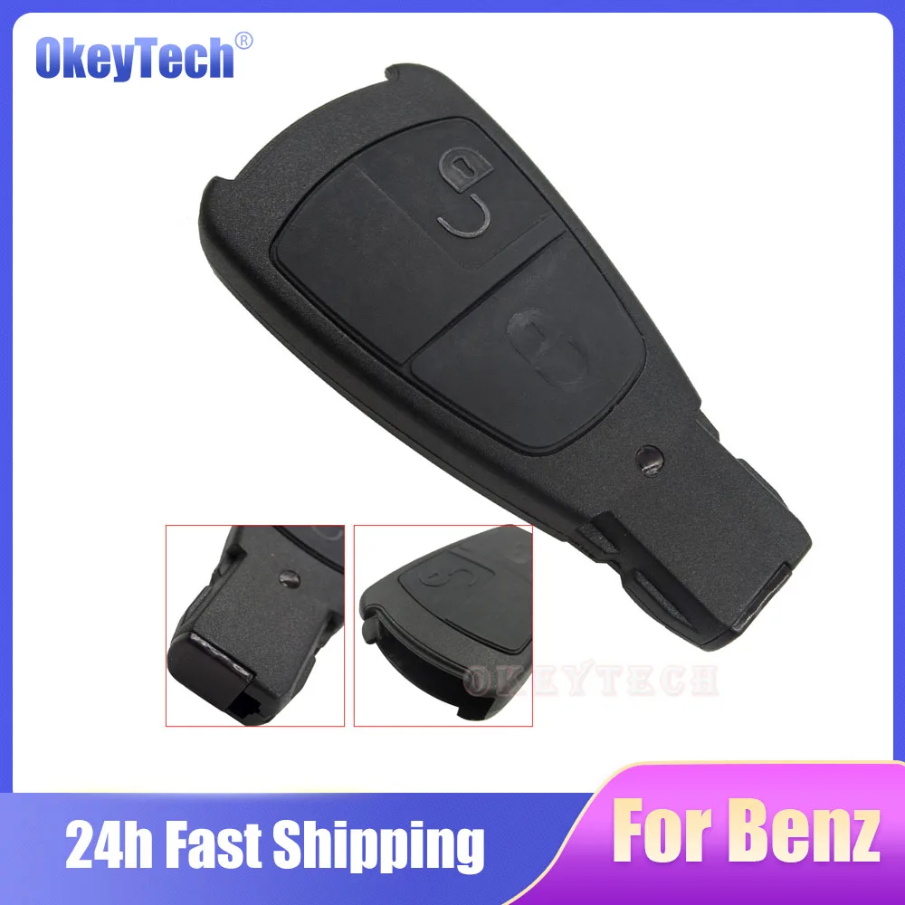 Okeytech 2 przycisk w starym stylu obudowa pilota z kluczykiem samochodowym dla Benz Mercedes C E S klasa C180 1998-2004 W202 ML320 wymienne etui