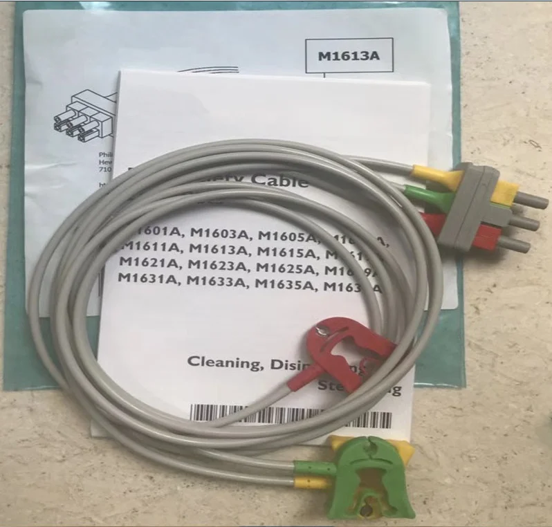 

For PHILIPS Original 3 Lead ECG Safety Cables Lead Sets Grabber IEC REF: M1613A