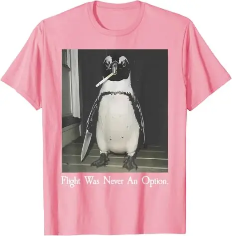 Flight Was Never An Option Penguin Smoking Funny Bird Meme T-Shirt Y2k Cigar Smoker Graphic Joke Saying Tee Personality Clothes