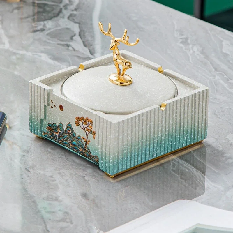 

Modern simple ashtray, office living room for home use, light luxury and high-end anti-smoke smell and anti-fly ash