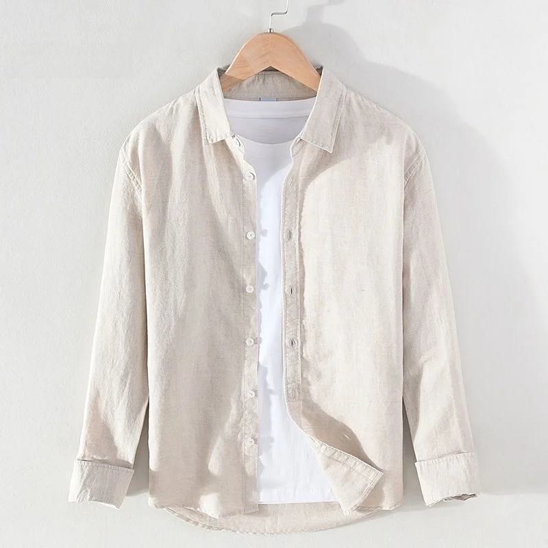

Men's Summer Linen Shirt Jacket Thin Long Sleeve Cotton Linen Casual Outerwear Light Weight Breathable Loose Fit Full Length