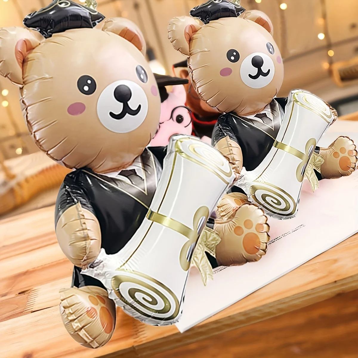 Balão de alumínio para festa de formatura, segurando formatura urso, perfeito para eventos escolares e decoração campus, bonito, 1PC