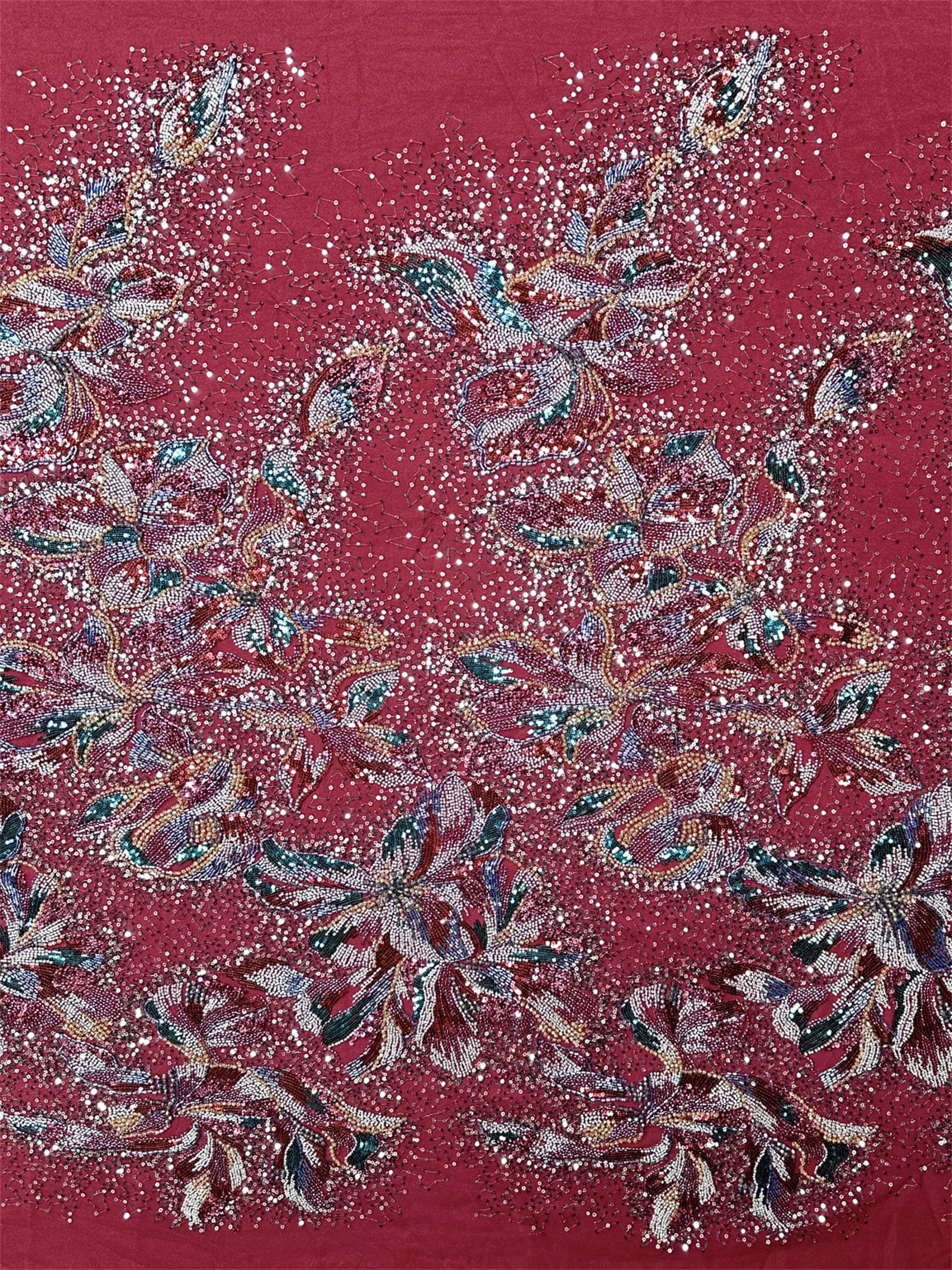 Hochwertiger, luxuriöser afrikanischer bestickter Pailletten-Spitzenstoff, 2026 nigerianischer Perlen-Spitzenstoff, geeignet für Hochzeitskleider. – Detail 5