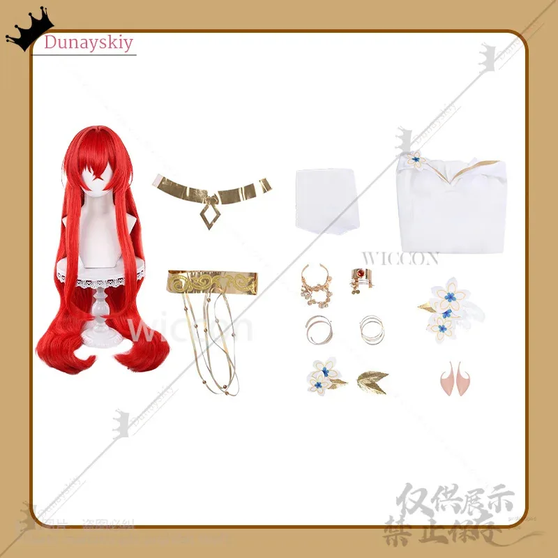 

COSda@Big Tribios Cosplay Anime Game Honkai: Star Rail Costume Greek Retro White Dress Lolita Red Long Wigs Girls Woman Cos Cust
