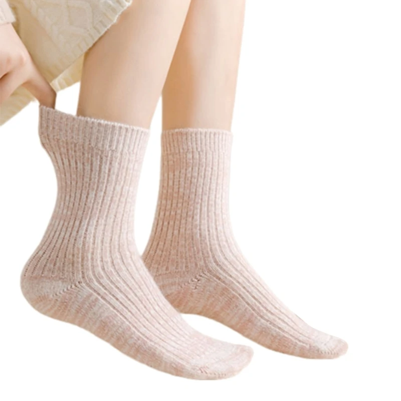 Calcetines invierno cálidos lana sintética acanalados para mujer, calcetines gruesos térmicos informales para dormir en