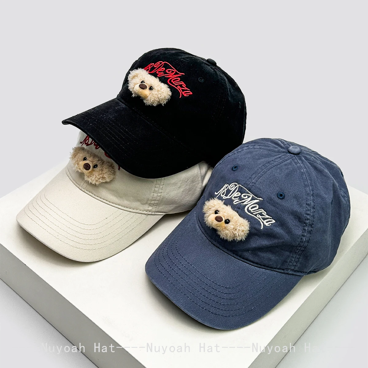 

New Men Women Cute Plush Bear Letter Embroidery Baseball Hats Sunshade Korean Versatile Cartoon Peaked Caps ins Fashion Casual