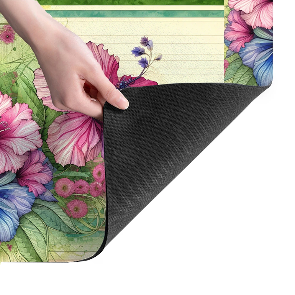 Vibrant Floral Pattern Polyester Absorbent Mat - Decorative Mat for Home, Stylish Indoor Decor Accessory 6