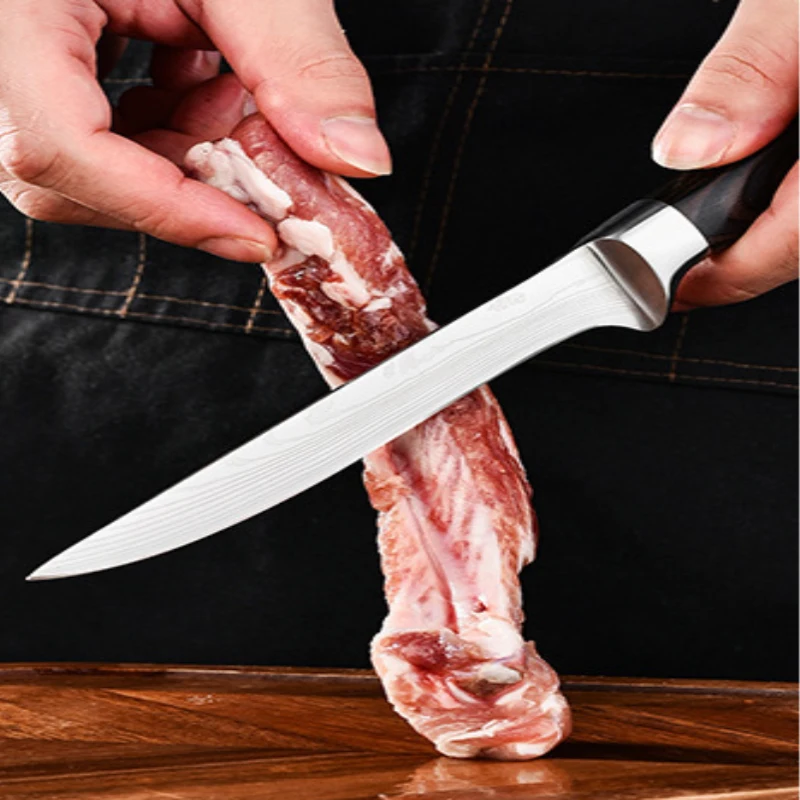 WXCOO 6″ Boning Knife Stainless Steel Hand-forged Boning Knives Sharp Slaughter Meat Cutting Knife Multi-Purpose Chef\'s Knife