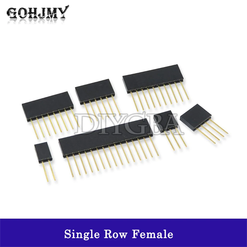 10 SZTUK Jednorzędowe żeńskie złącze PIN PCB Board Pin Header Socket Connector 2P 3P 4P 5P 6P 8P 10P 15P Dla Arduino 2.54mm Long =11mm