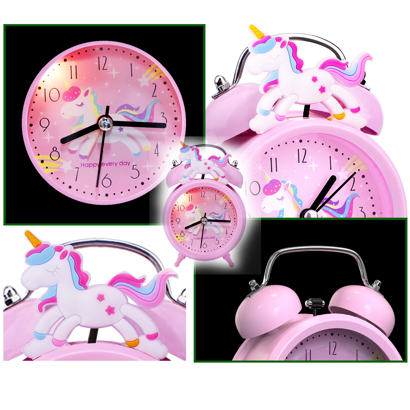 Pink Unicorn Children\'s Alarm Clock Cartoon Desktop for Kids Bedroom Home Decor Alarm Clock Bedside Table Child alarm Gifts