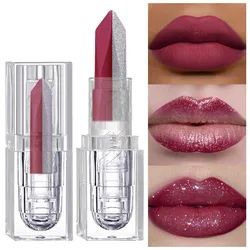 Two tone splicing gradient pearl lipstick, long-lasting waterproof chocolate color, whitening lipstick, Valentine's Day