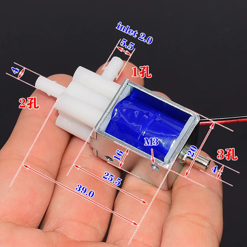 Válvula de controle de ar de três vias fechado normal aberta e normal de n/o n/c da mini válvula de solenóide elétrica de 3 vias da posição da c.c.