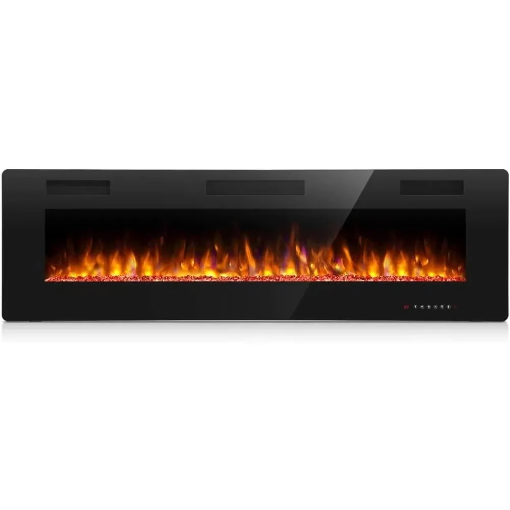 

60 Inch Electric Fireplace in-Wall Recessed and Wall Mounted, Fireplace Heater and Linear Fireplace , Timer, 750/1500W