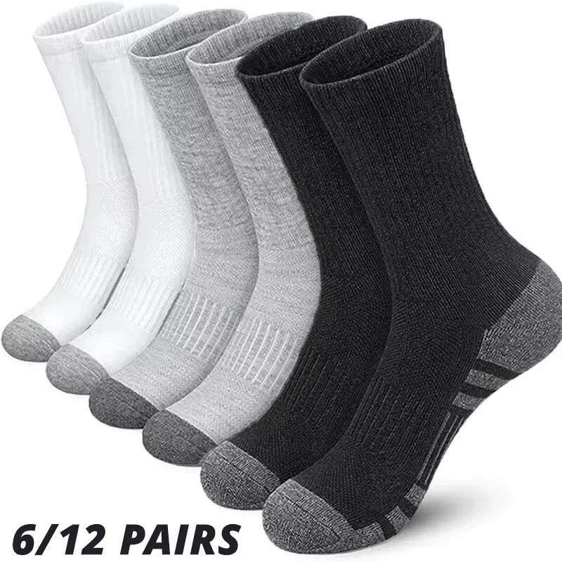 

6/12 Pairs Men's Outdoor Gym Socks High Quality Comfortable Soft Ground-Gripping Football Large Size New Style