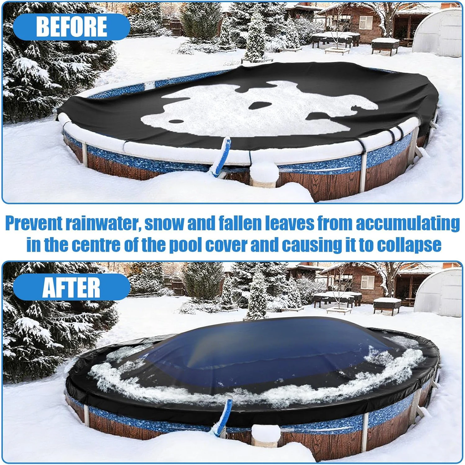 0,4 mm dickes, kältebeständiges aufblasbares Poolkissen, langlebiges Winter-Poolabdeckungszubehör mit 3 m Befestigungsseil für Aufstellpools – Detail 5