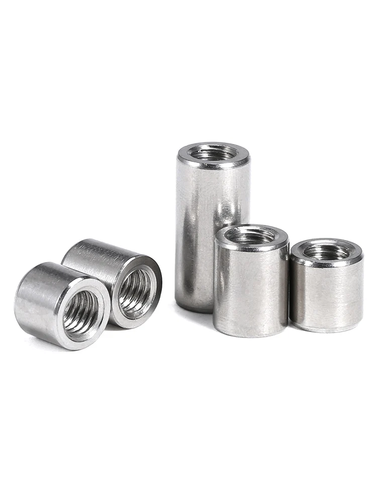 M3 M4 M5 M6 304 Stainless Steel Lengthen Round Coupling Nut Internal Thread Cylindrical Joint Nut Sleeve Tubular Nuts