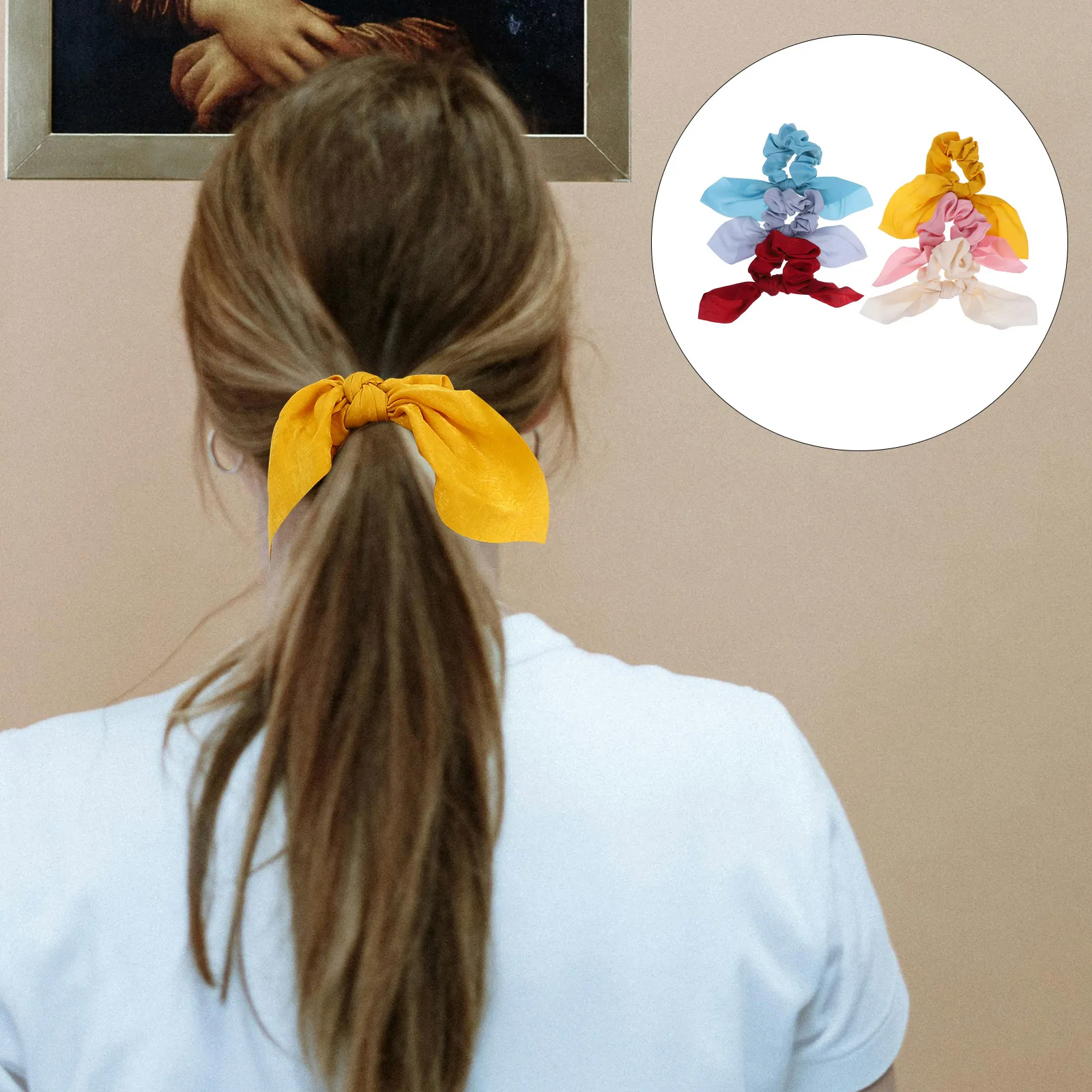 

6pcs Hair Rings Ties Ponytail Holder Rope Clothing Accessories White Light Thick Thin Hair Great Gift Women Daily