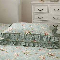 2pcs Korean Style Soft Pastoral Pure Cotton Pillow Case Ruffle Lace Design Romantic Princess Pillowcases 48x74cm Pillow Cover