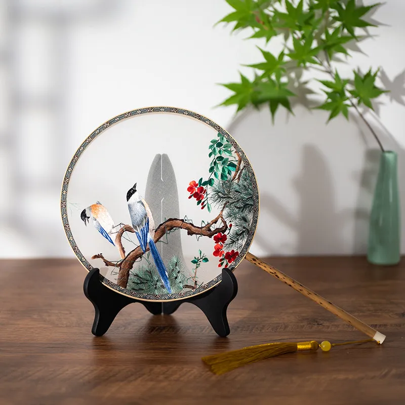 Double-sided embroidery fan handmade embroidery moon rabbit palace fan Chinese style Suzhou embroidery group fan embroidery fan
