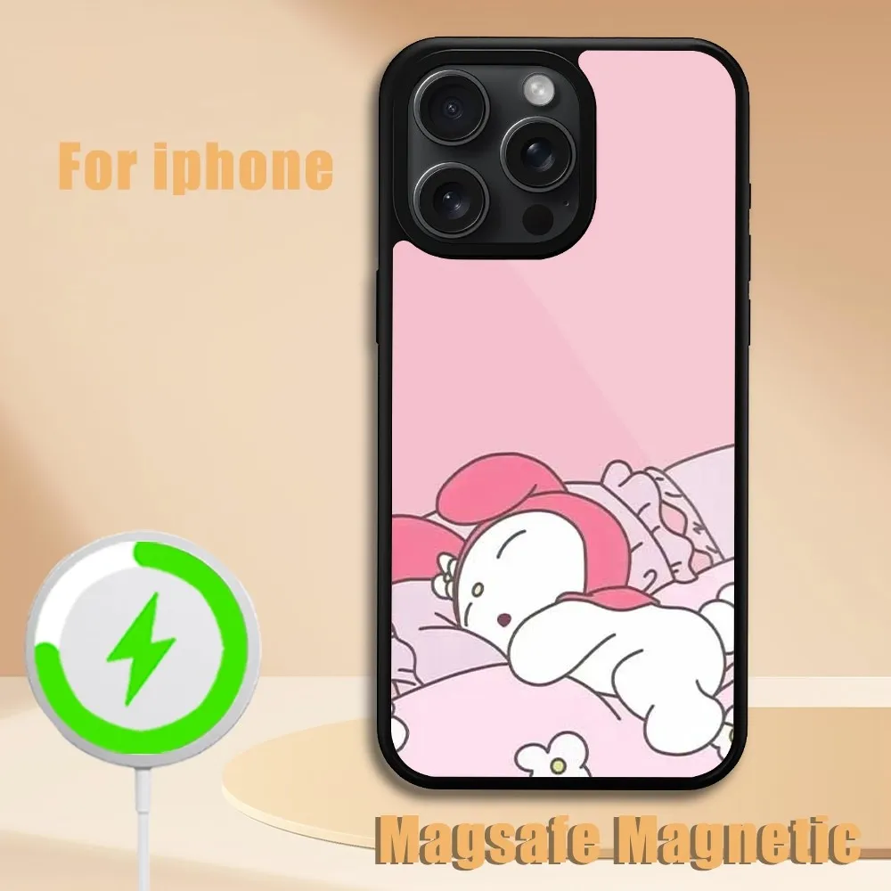 MINISO Sanrio Melody  Phone Case For iPhone 11 12 13 14 15 Plus Pro Max Magsafe Magnetic Wireless Charging Cover