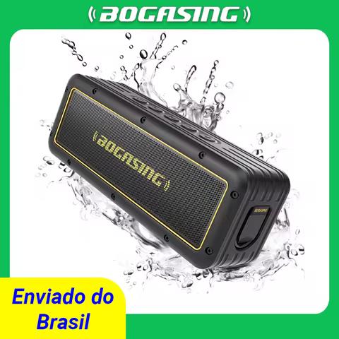 BOGASING G4 Caixa de Som Bluetooth Portátil 50W com Grave Potente, 24H de Música Contínua, à Prova D'água IPX7, Bluetooth 5.3, TWS, AUX para Camping e Praia