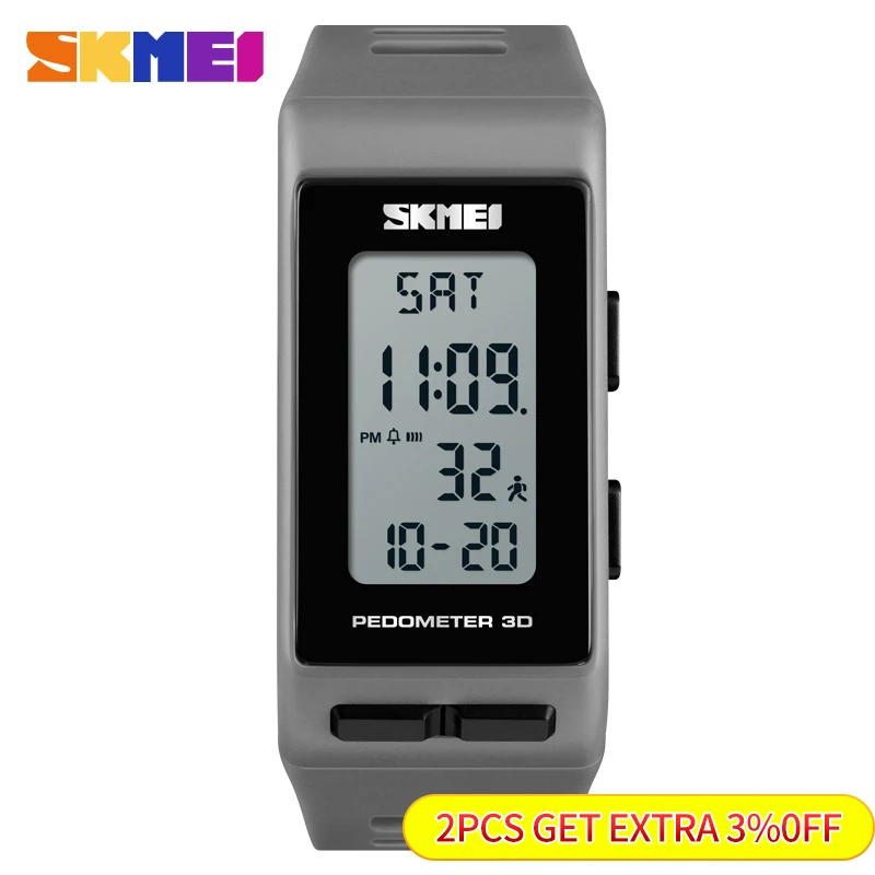 SKMEI Fashion Pedometer 3D Sport Watch Mens Womens Casual Calories Waterproof Digital Wristwatches For Ladies Female Male Clock