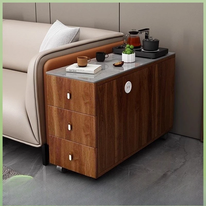 New Chinese-style sofa side cabinet side table living room bedside table movable small coffee table