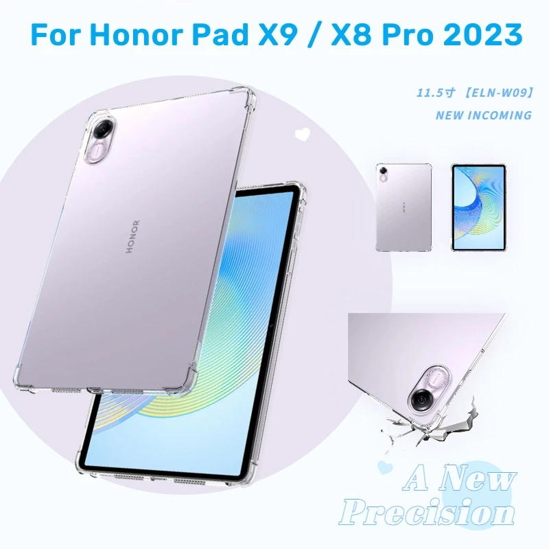 For Huawei Honor X9 Case 11.5 inch 2023 Silicone Soft Clear TPU Airbag Protective Cover for Honor Pad X8 Pro ELN-W09 Case Capa