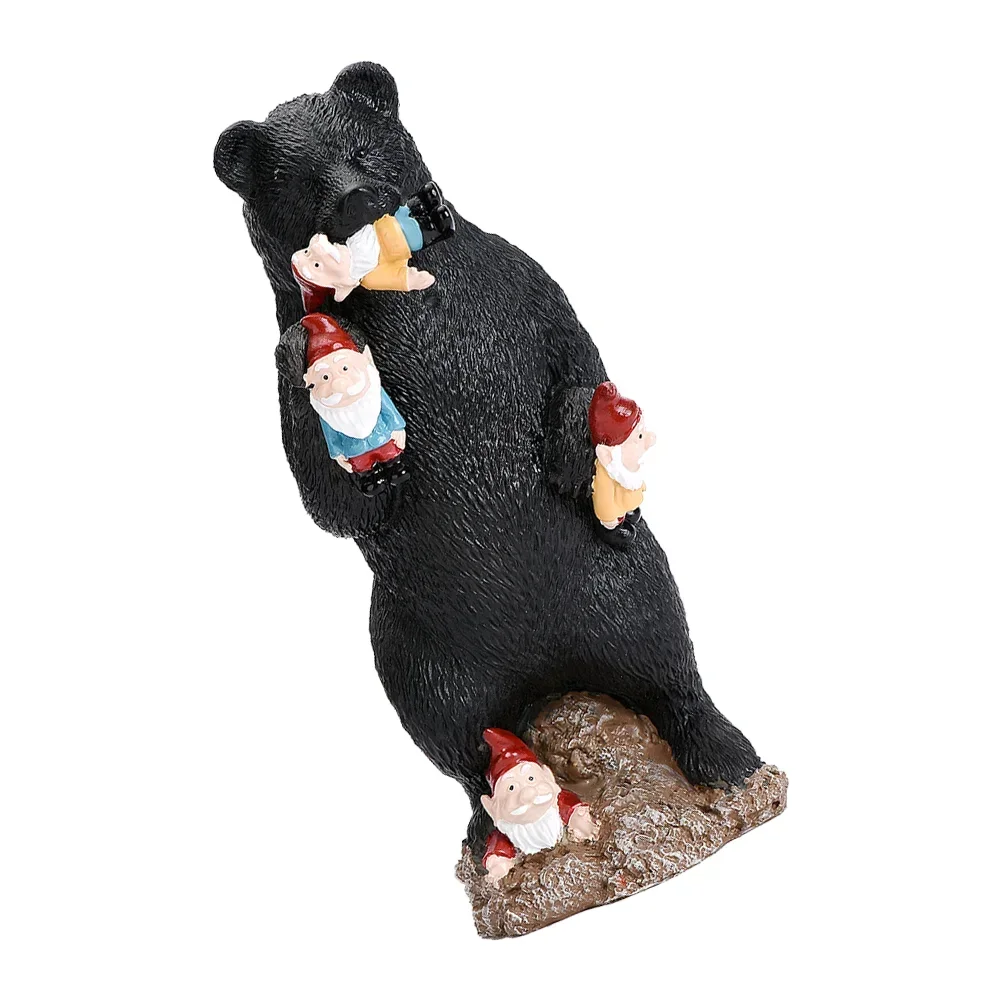 Christmas Decorations Black Bear Spirit Ornament Figurine Outdoor Eating Gnome Figure Garden Lawn Gnomes