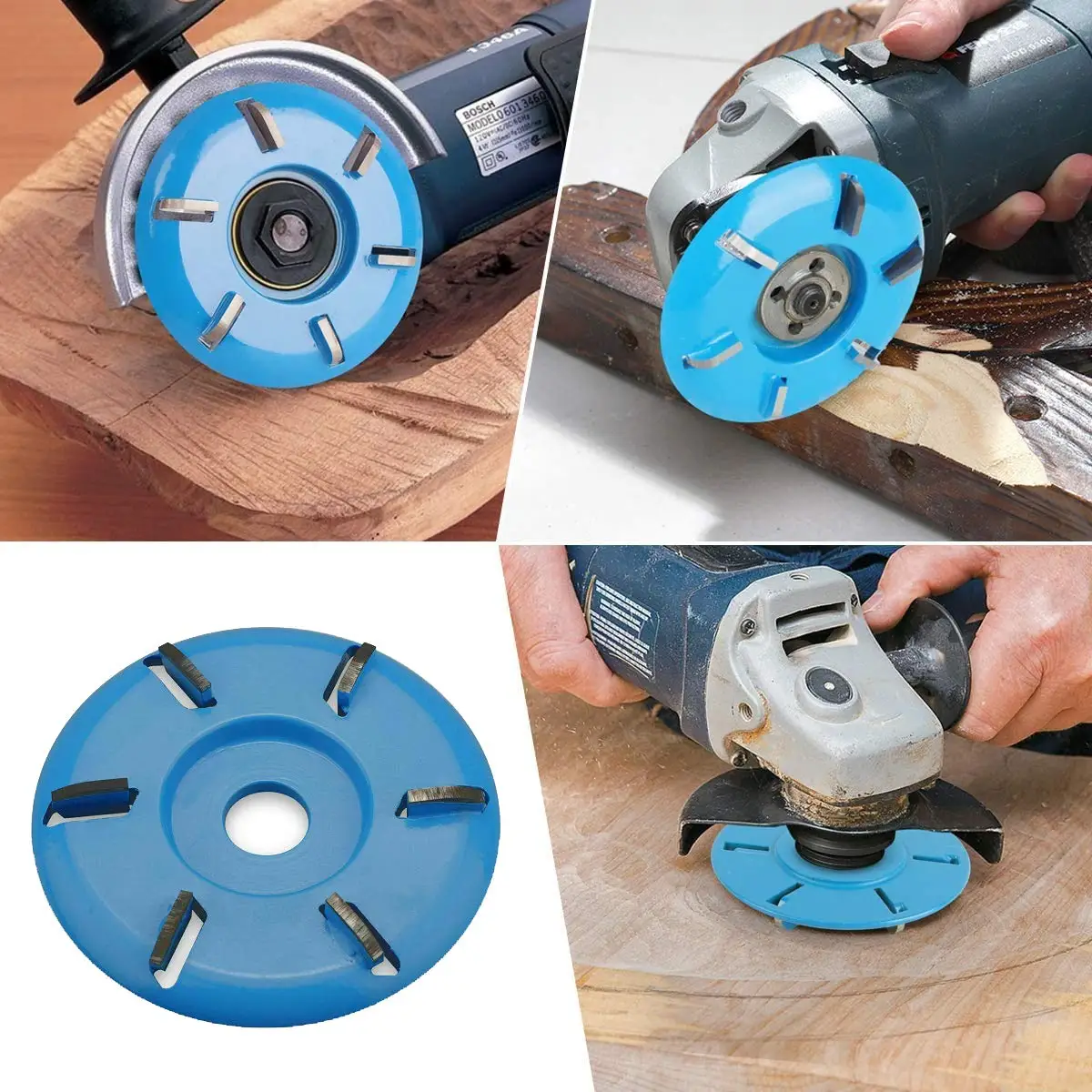 90mm Six Teeth 16mm Bore Woodworking Turbo Tea Tray Digging, 16mm Round Woodcarving Sanding Angle Grinding Wheel Abrasive Disc