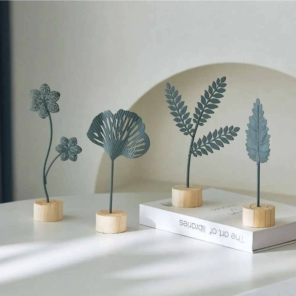 Wood Base Home Decoration Ornaments Sunflower Leaves Butterfly Flower Shape Ginkgo Leaf Ornament Gold Green Hollow Out
