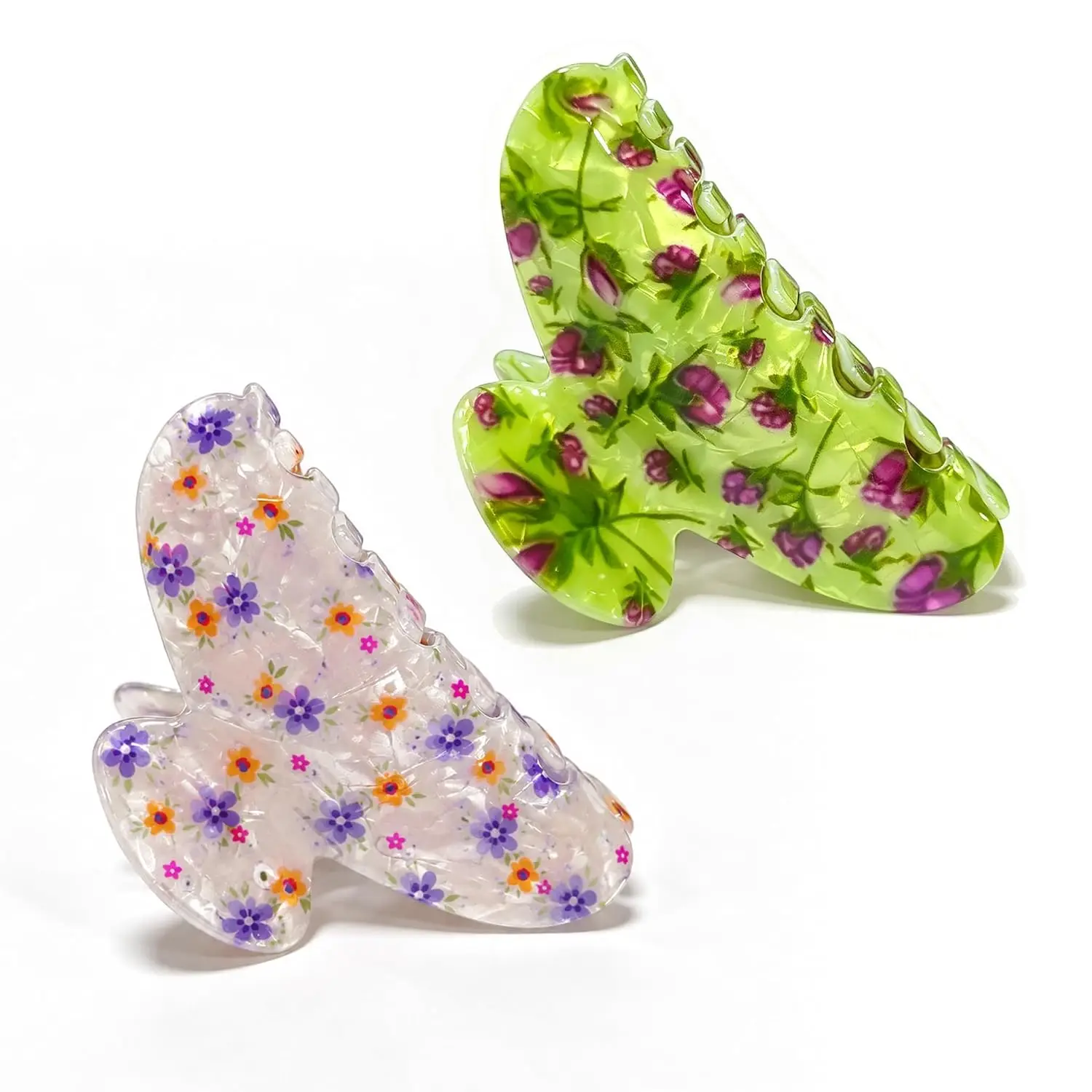 Floral Hair Claw Clips for Women, Acrylic Hair Clips, Personalized Puffy Claw Clip, Claw Clips for Full or Half Ponytail