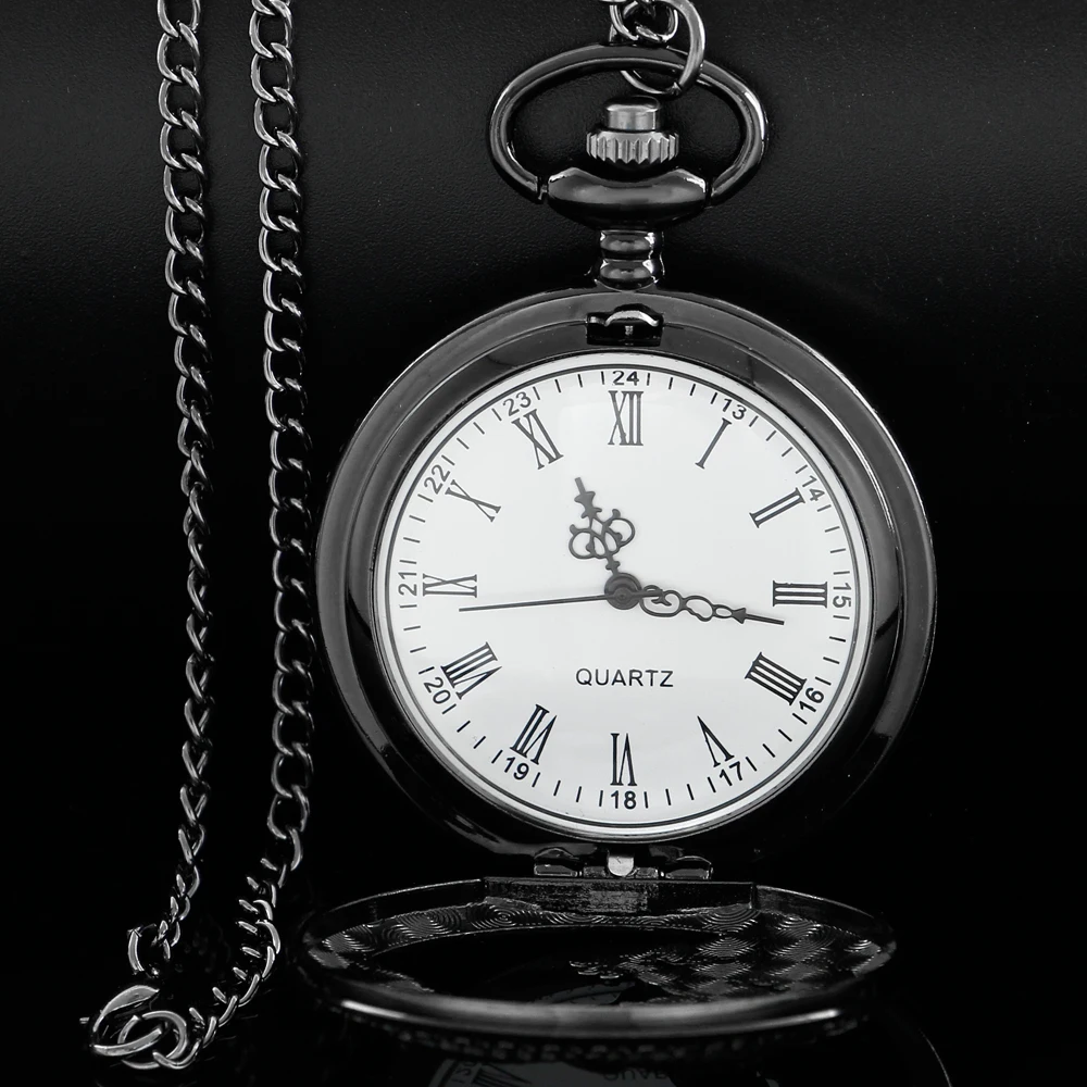 Chinese Dragon Sculpture Black Quartz Pocket Watch High Quality Necklace Timing Pendant Unisex Pocket Watch Gift Cf1629