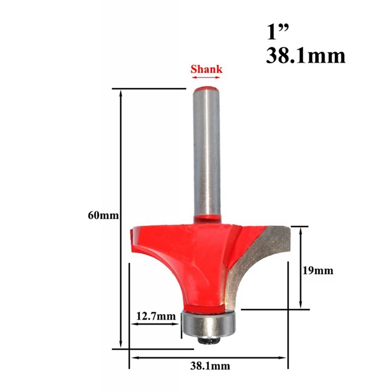 6Mmx25.4Mm-6Mmx41.28Mm Radius Round Drill 1/4 Roundover Router Bit (Four-Corner Cutting)