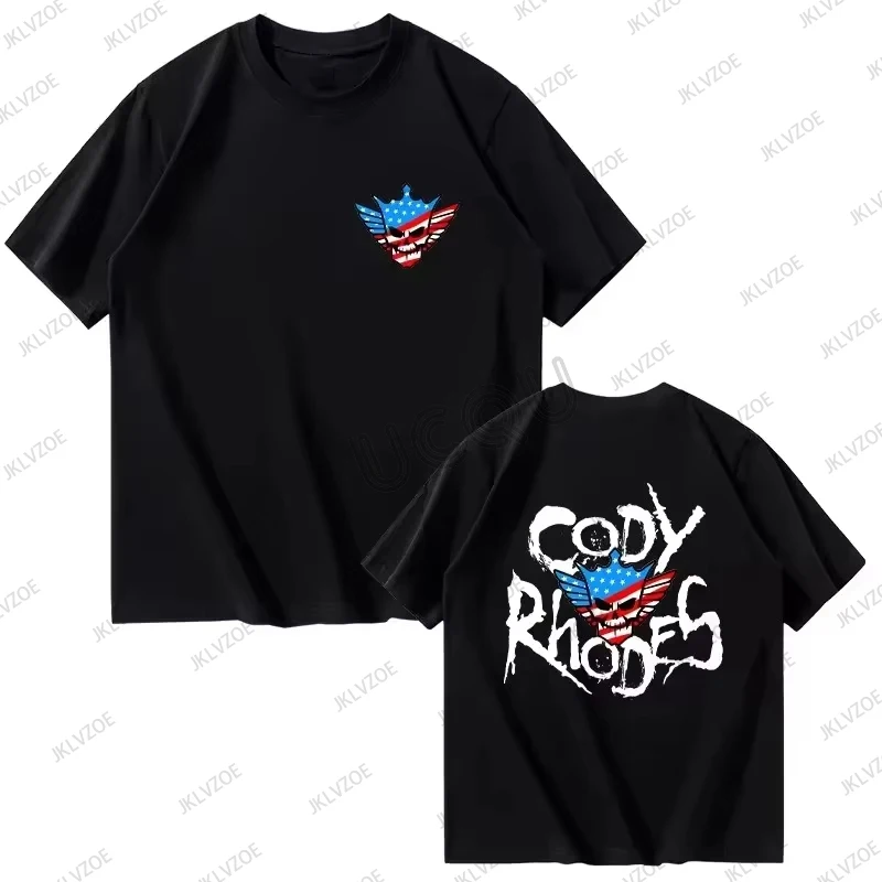Nueva camiseta de manga corta con cuello redondo para hombre, de algodón estampado de Cody Rhodes, deportiva e informal, recién llegada