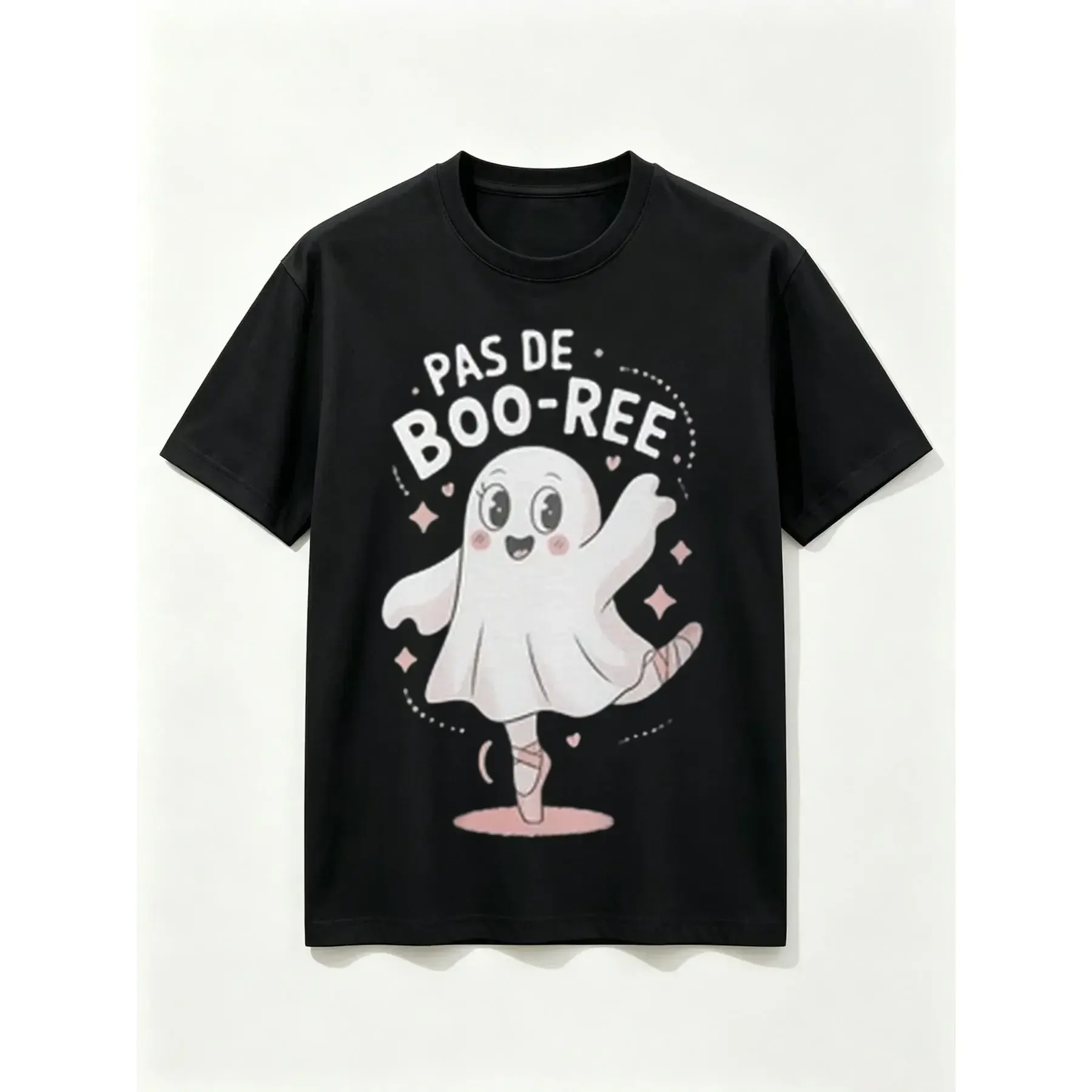 Pas De Boo-Ree Ballet Ghost Graphic T-Shirt, Cute Halloween Dancer Gift Tee
