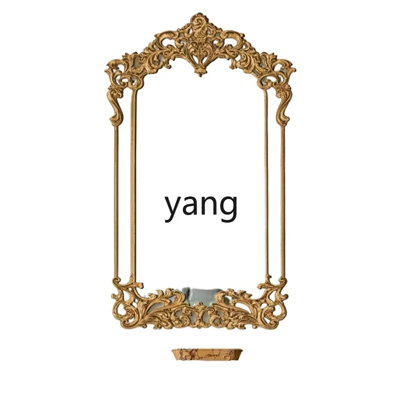 

Yjq Luxury Carved Retro Mirror Villa Fireplace Decorative Mirror Bathroom High-End Bathroom Mirror