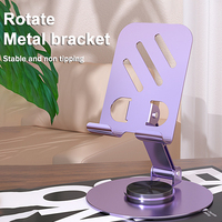 360 ° Rotating Universal Mobile Phone Holder Folding Bracket All Metal Aluminum Alloy Desktop Stable Anti Fall Stand for Tablet