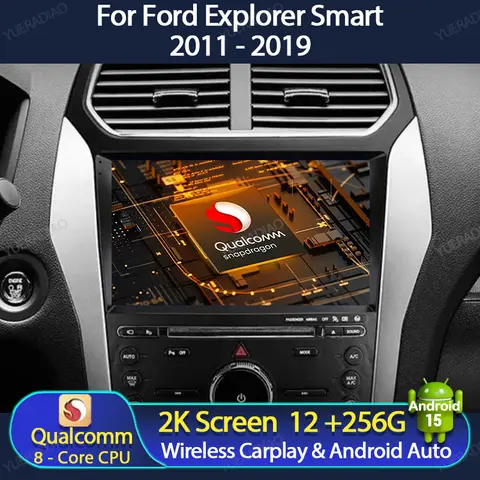 Ford Explorer Smart 2011 – 2019 용 Android 15 차량용 라디오 QLED 헤드 유닛 4G WIFI 2DIN 멀티미디어 비디오 플레이어 BT Qualcomm NAVI