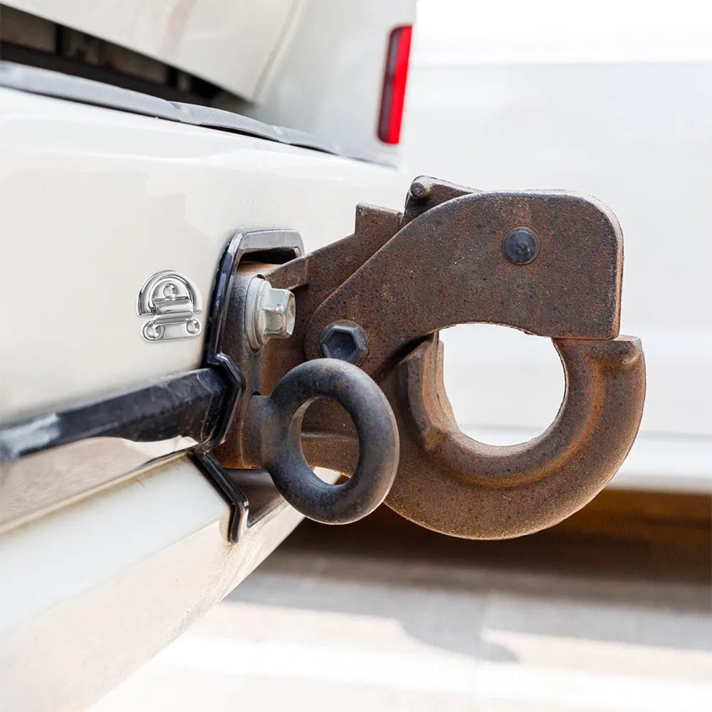 

2pcs Stainless Steel Tow Hook D Ring Trailer Tie Down Anchor For Car Truck Boat Vehicle Recovery Front Rear Bumper Towing