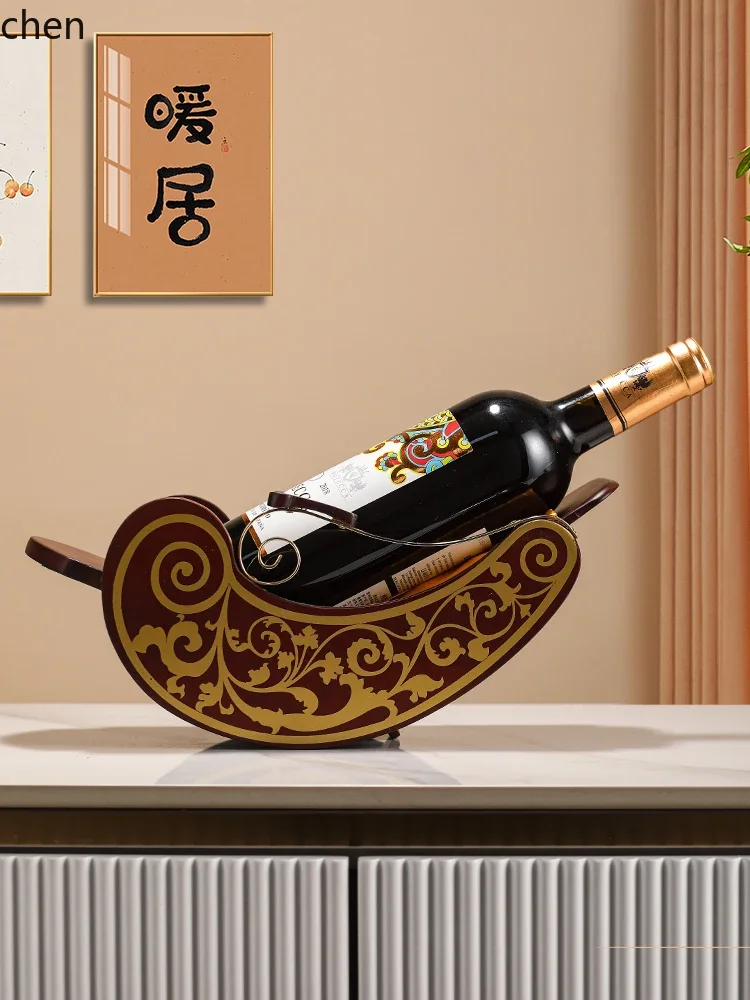 L20- Carriage Wine Rack Ornament Solid Wood Living Room Wine Cabinet Decoration Christmas Creative Gift