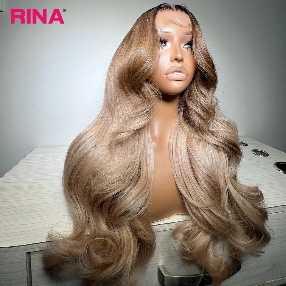 Ombre Blonde Color Human Hair Wigs Body Wave 13x6 Lace Front Wig 180% Density Pre Plucked Blonde Body Wave Wigs For Black Women