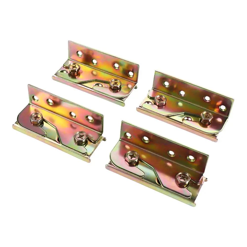 

4 Sets Heavy Duty Non-Mortise Bed Rail Brackets Rust Proof with Screws Bed Rail Fittings Easy To Install Footboards Hold