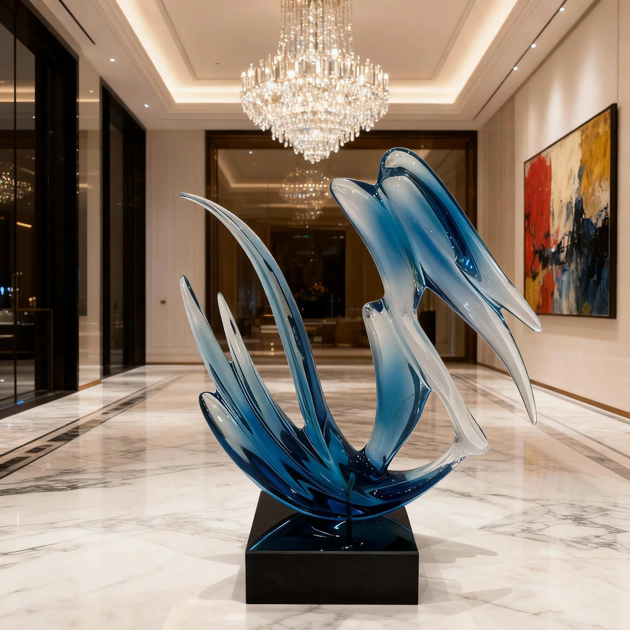

*m Creative Home Abstract Sculpture Art Decorative Piece Irregular Shape Transparent Resin High-End Decor for Hotels Villas